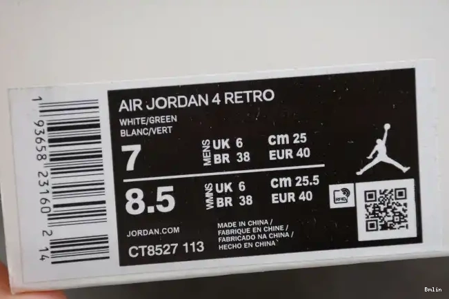 Bmlin Pine CT8527-113 Air 4 Green Jordan 0604